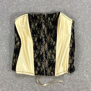 Cacique Strapless Corset Top Women 18 Yellow Black Lace Whimsigoth Dark Romance